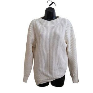 Brochu Walker Jens Ivory Wool Ribbed Sweater Size XS Asymmetric Hem
